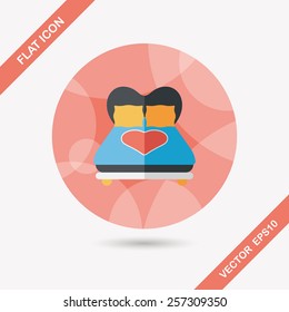 Valentine's Day lover bed flat icon with long shadow,eps10