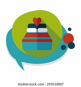 Valentine's Day lover bed flat icon with long shadow,eps10