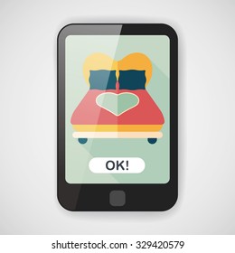 Valentine's Day lover bed flat icon with long shadow,eps10