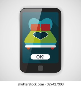 Valentine's Day lover bed flat icon with long shadow,eps10