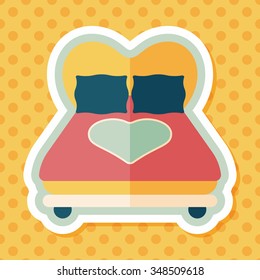 Valentine's Day lover bed flat icon with long shadow,eps10