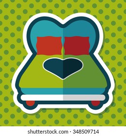 Valentine's Day lover bed flat icon with long shadow,eps10