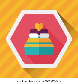 Valentine's Day lover bed flat icon with long shadow,eps10