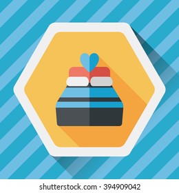 Valentine's Day lover bed flat icon with long shadow,eps10