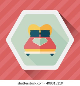 Valentine's Day lover bed flat icon with long shadow,eps10