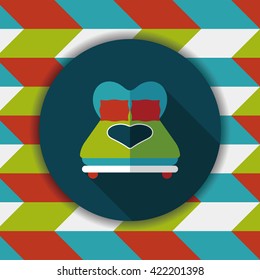 Valentine's Day lover bed flat icon with long shadow,eps10