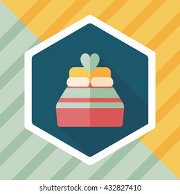Valentine's Day lover bed flat icon with long shadow,eps10