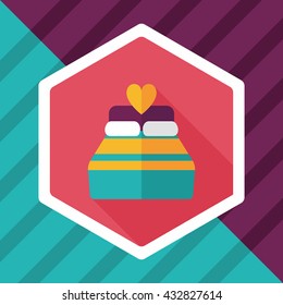 Valentine's Day lover bed flat icon with long shadow,eps10