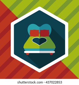Valentine's Day lover bed flat icon with long shadow,eps10