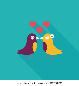 Valentine's Day lover bird flat icon with long shadow,eps10