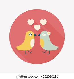 Valentine's Day lover bird flat icon with long shadow,eps10
