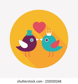 Valentine's Day lover bird flat icon with long shadow,eps10