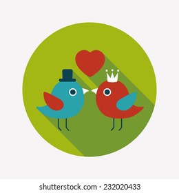 Valentine's Day lover bird flat icon with long shadow,eps10