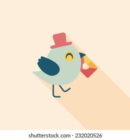 Valentine's Day lover bird flat icon with long shadow,eps10