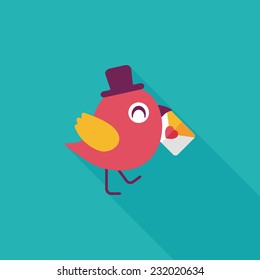Valentine's Day lover bird flat icon with long shadow,eps10