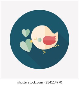 Valentine's Day lover bird flat icon with long shadow,eps10 