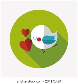 Valentine's Day lover bird flat icon with long shadow,eps10 