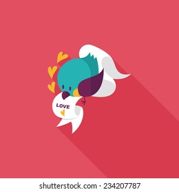 Valentine's Day lover bird flat icon with long shadow,eps10 
