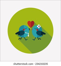 Valentine's Day lover bird flat icon with long shadow,eps10 