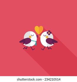 Valentine's Day lover bird flat icon with long shadow,eps10 