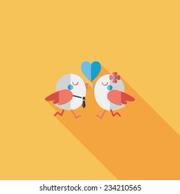 Valentine's Day lover bird flat icon with long shadow,eps10 