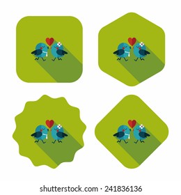 Valentine's Day lover bird flat icon with long shadow,eps10