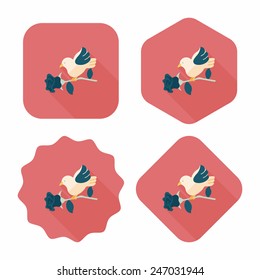 Valentine's Day lover bird flat icon with long shadow,eps10