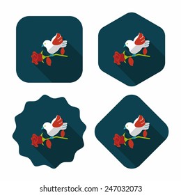 Valentine's Day lover bird flat icon with long shadow,eps10