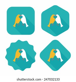 Valentine's Day lover bird flat icon with long shadow,eps10