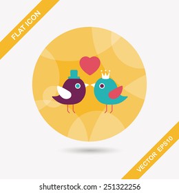 Valentine's Day lover bird flat icon with long shadow,eps10