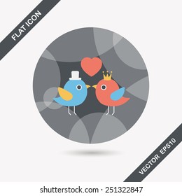 Valentine's Day lover bird flat icon with long shadow,eps10