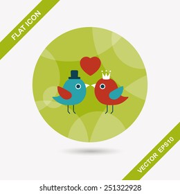 Valentine's Day lover bird flat icon with long shadow,eps10