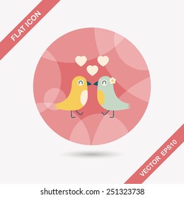 Valentine's Day lover bird flat icon with long shadow,eps10