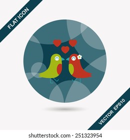 Valentine's Day lover bird flat icon with long shadow,eps10