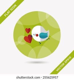 Valentine's Day lover bird flat icon with long shadow,eps10