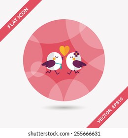 Valentine's Day lover bird flat icon with long shadow,eps10