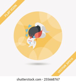 Valentine's Day lover bird flat icon with long shadow,eps10
