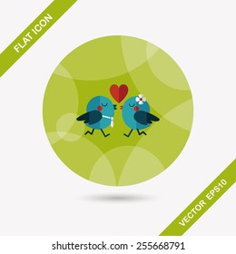 Valentine's Day lover bird flat icon with long shadow,eps10
