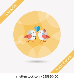 Valentine's Day lover bird flat icon with long shadow,eps10