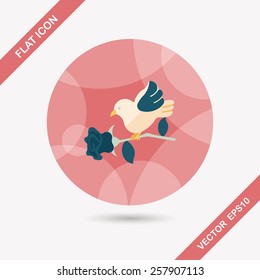 Valentine's Day lover bird flat icon with long shadow,eps10