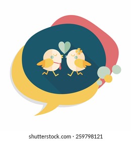Valentine's Day lover bird flat icon with long shadow,eps10