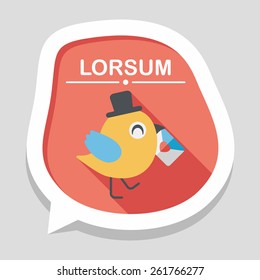 Valentine's Day lover bird flat icon with long shadow,eps10