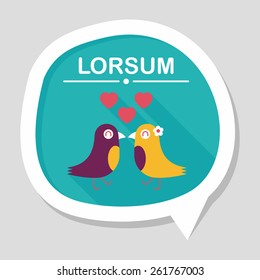 Valentine's Day lover bird flat icon with long shadow,eps10