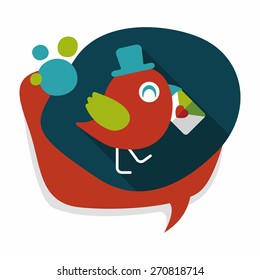 Valentine's Day lover bird flat icon with long shadow,eps10