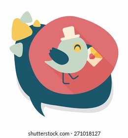 Valentine's Day lover bird flat icon with long shadow,eps10