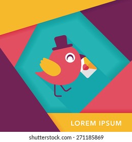 Valentine's Day lover bird flat icon with long shadow,eps10