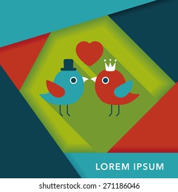 Valentine's Day lover bird flat icon with long shadow,eps10