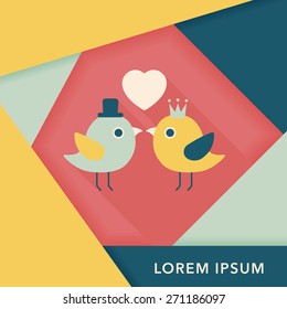 Valentine's Day lover bird flat icon with long shadow,eps10