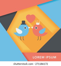 Valentine's Day lover bird flat icon with long shadow,eps10