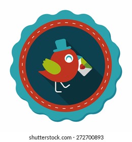 Valentine's Day lover bird flat icon with long shadow,eps10